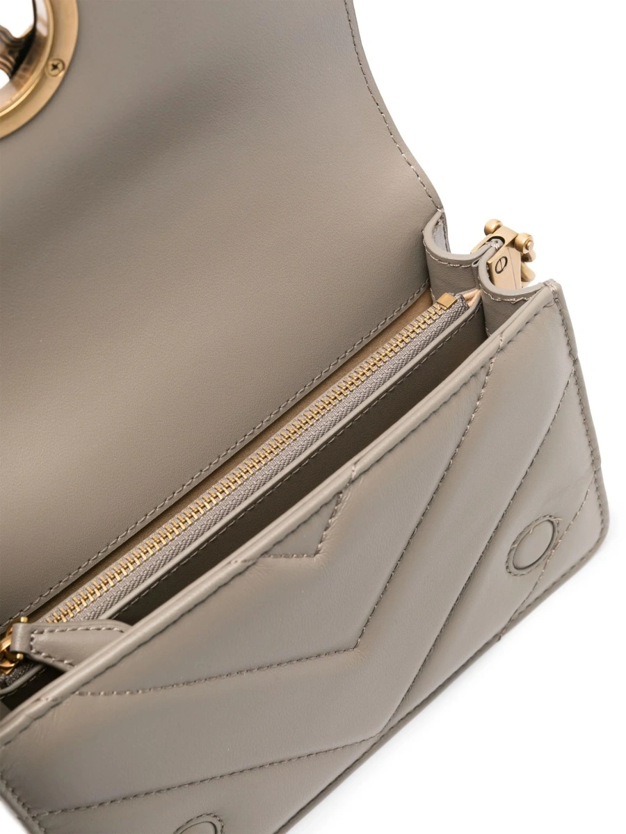 Geanta tip postas Pinko gri din piele - Img 5