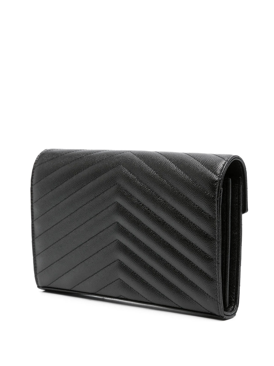 Geanta tip postas Saint Laurent Envelope neagra din alama si piele - Img 3