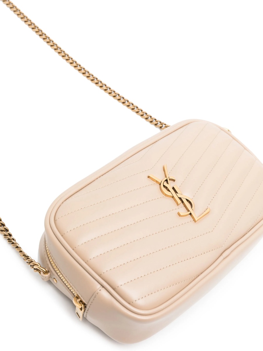 Geanta tip postas Saint Laurent Lou neutra din piele - Img 3