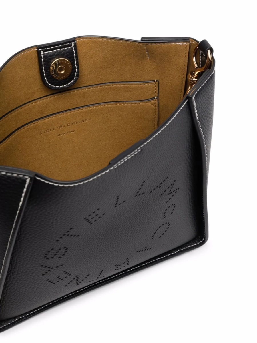 Geanta tip postas Stella McCartney neagra din poliuretan si poliamida - Img 5