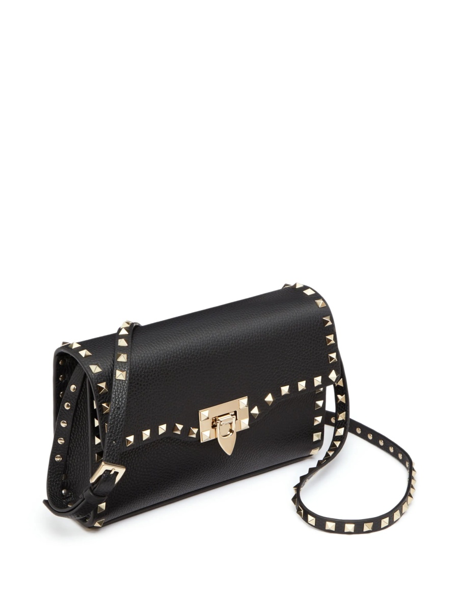 Geanta tip postas Valentino Garavani Rockstud neagra din metal si piele - Img 5