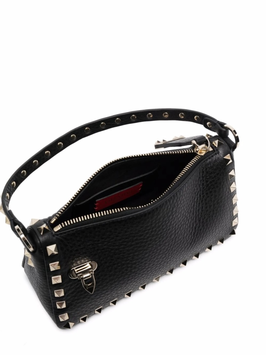 Geanta tip postas Valentino Garavani Rockstud neagra din zamak si piele - Img 5