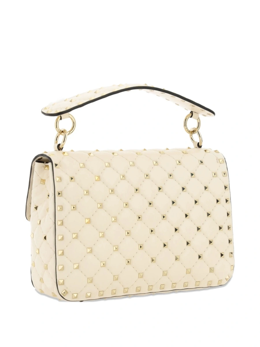 Geanta tip postas Valentino Garavani Rockstud Spike neutra din metal si piele - Img 2