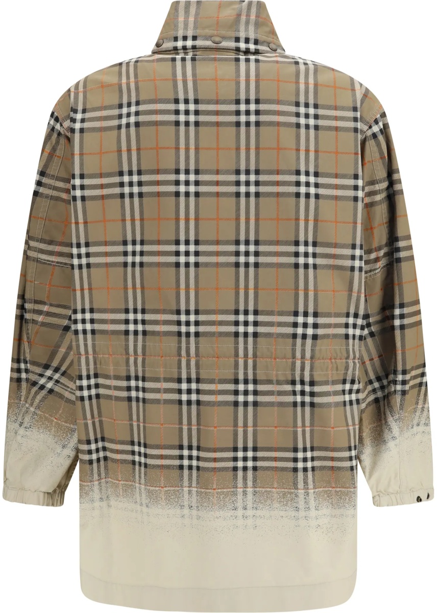 Geci Gabardine Parka with faded Check print - Img 2