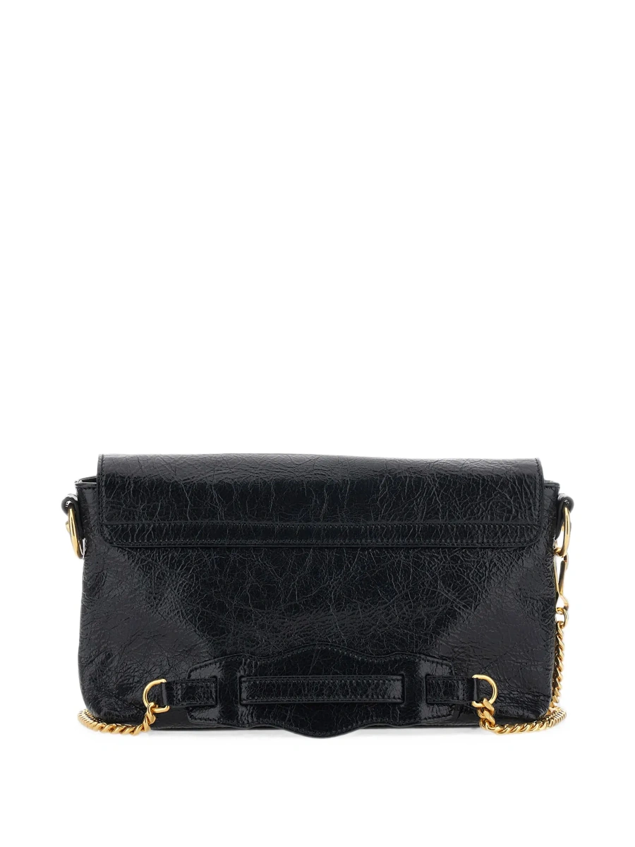 Genti 'Le City' Black Clutch with removable chain shoulder strap and a front zip pocket in leather for women - Img 4
