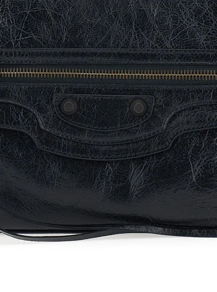 Genti 'Le City' Black Small Clutch with Zip Pocket on the Front in Leather for Women - Img 3