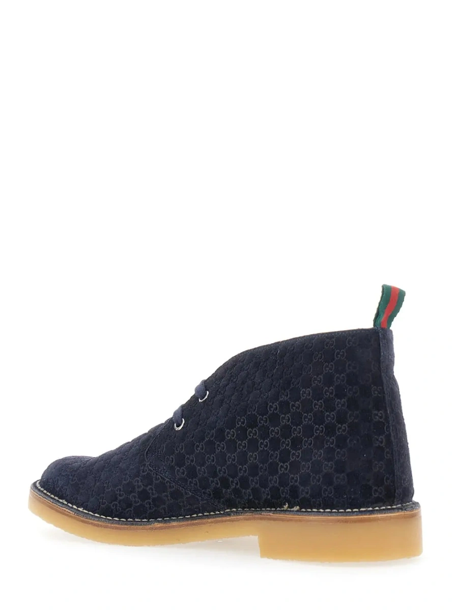 Ghete Gucci albastre din piele intoarsa GG - Img 3