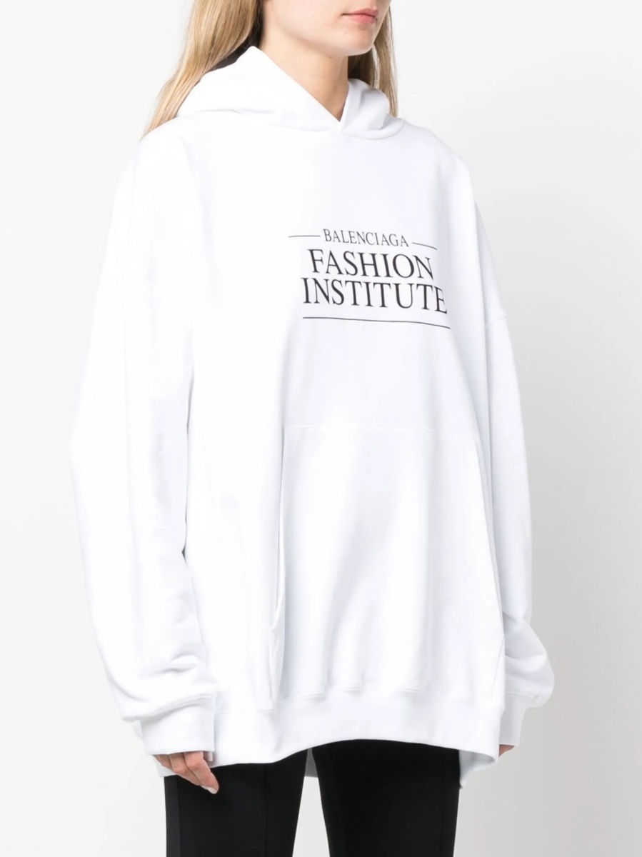 Hanorac Balenciaga alb din bumbac - Img 3