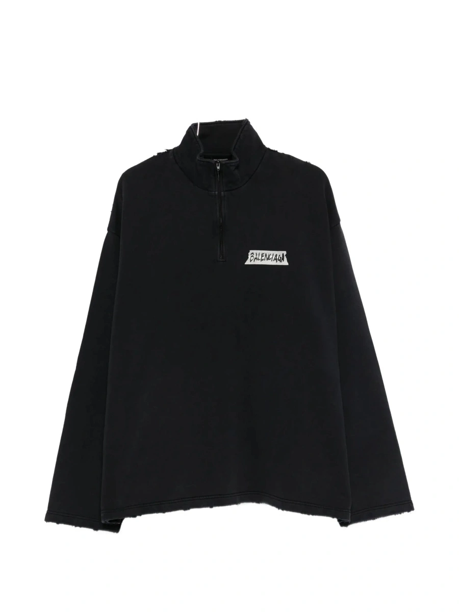 Hanorac Balenciaga negru din bumbac - Img 8