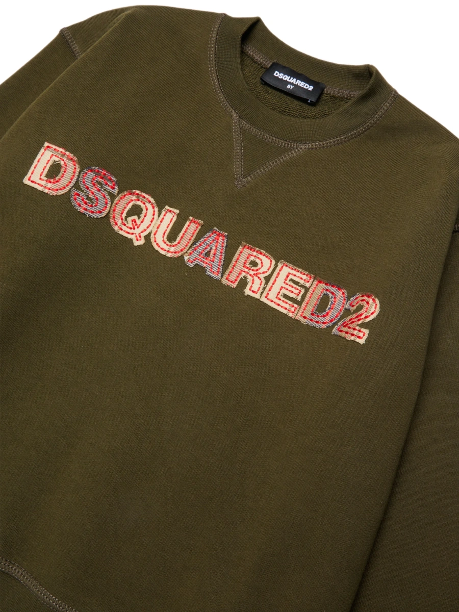 Hanorac DSQUARED2 verde din bumbac organic - Img 3