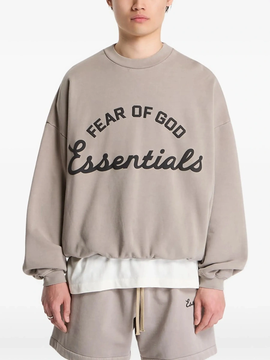 Hanorac FEAR OF GOD gri din bumbac - Img 8
