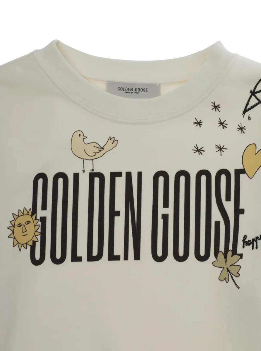 Hanorac GOLDEN GOOSE KIDS alb din bumbac - Img 3