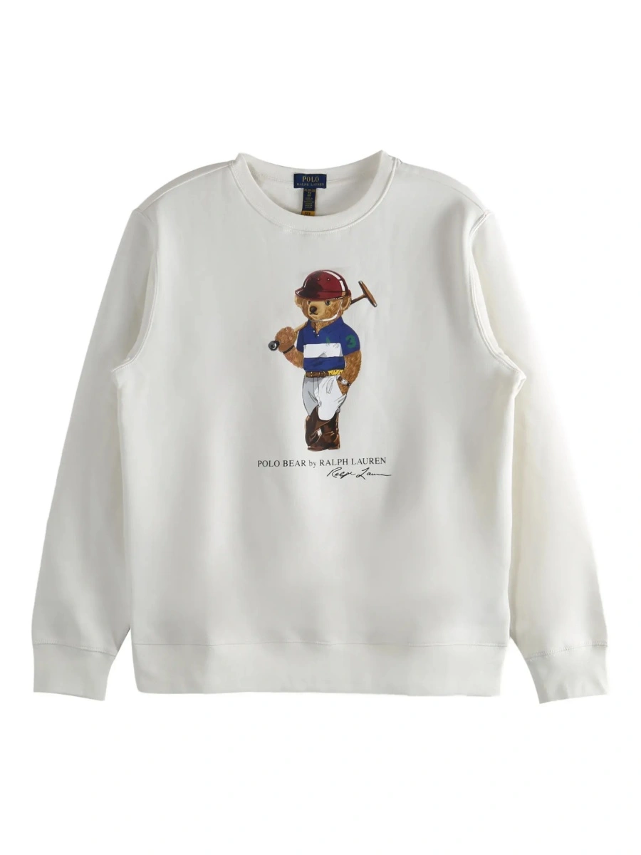 Hanorac Ralph Lauren alb din bumbac 'KNIT-PULLOVER-SWEATSHIRT' - Img 5