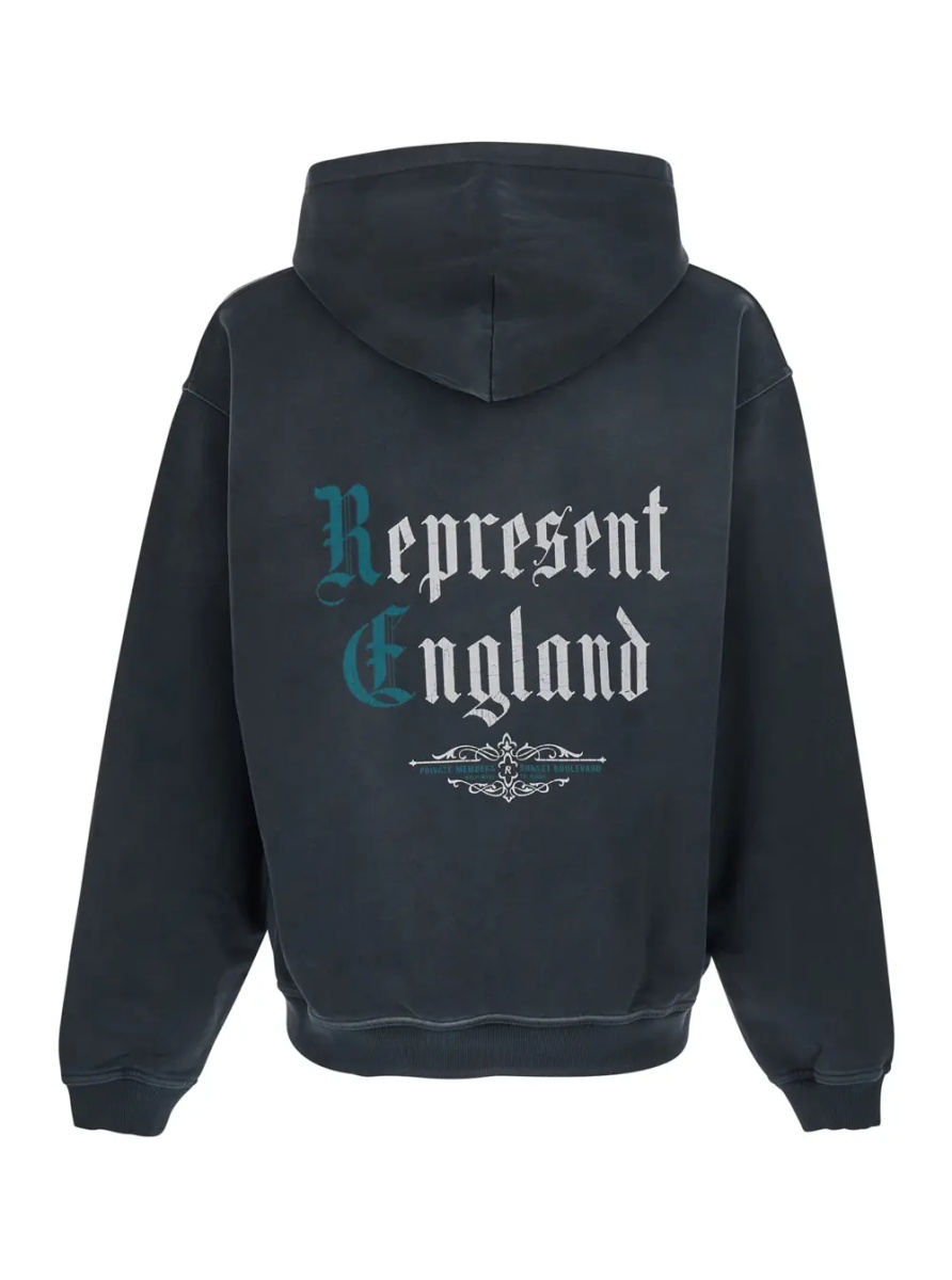 Hanorace Black Hooded sweatshirt with fixed hood and maxi logo on the back in cotton for men - Img 2