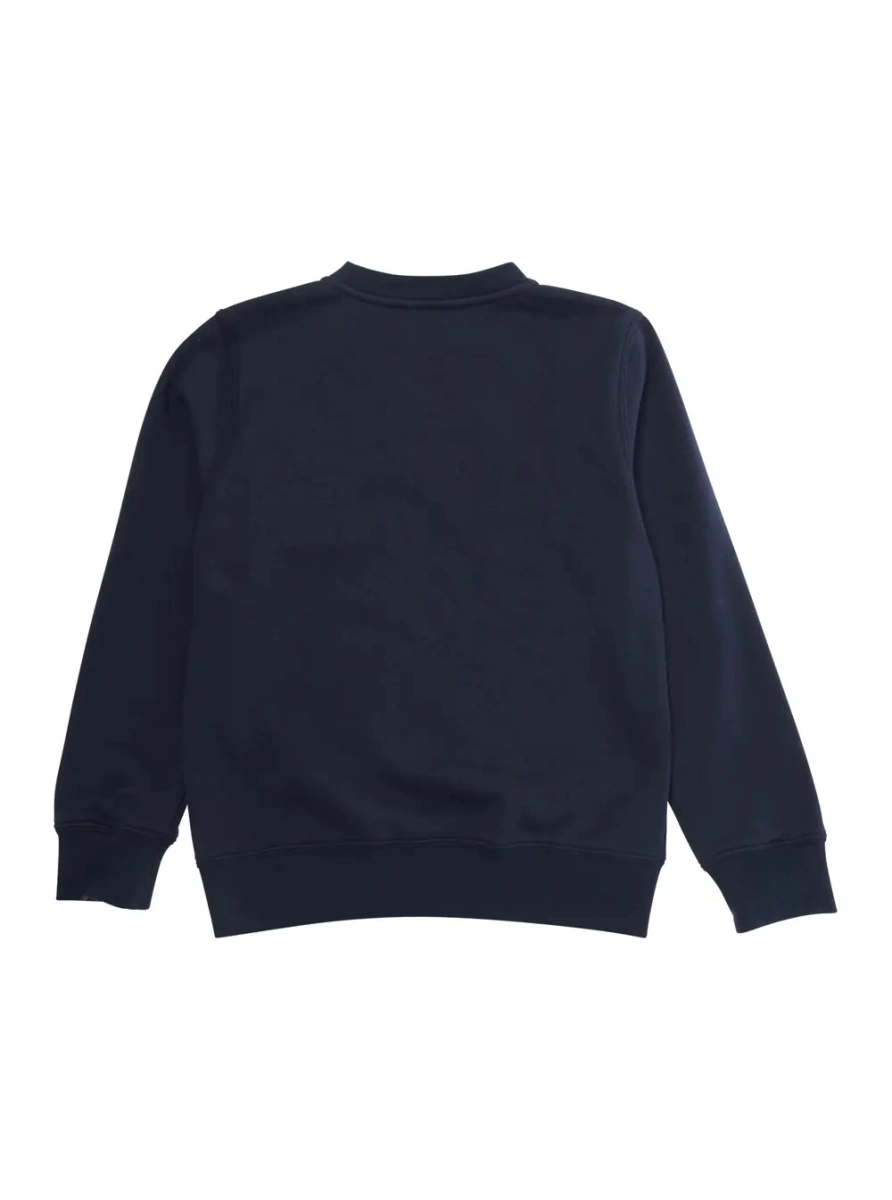 Hanorace Blue Crewneck Sweatshirt with Logo Lettering on the Front in Cotton Blend Boy - Img 2