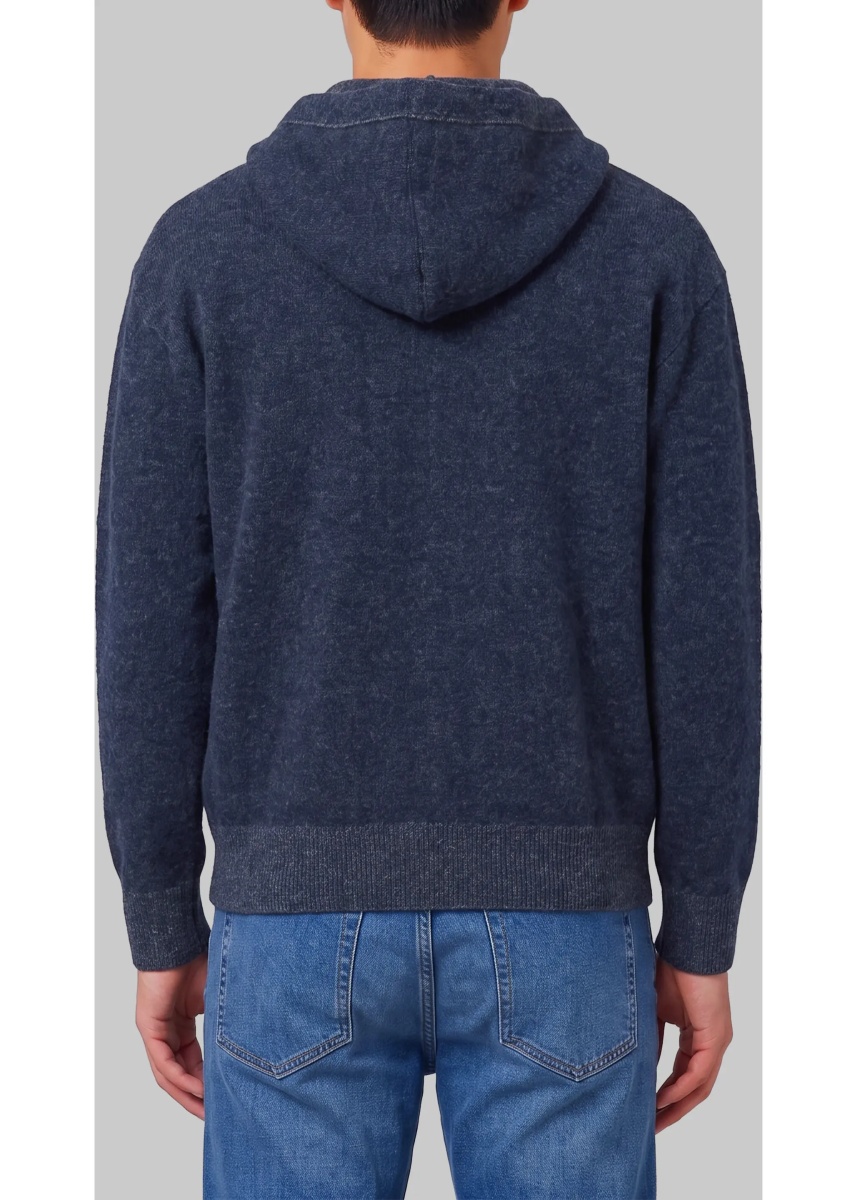 Hanorace Merino Wool Zip Sweatshirt In Navy - Img 3