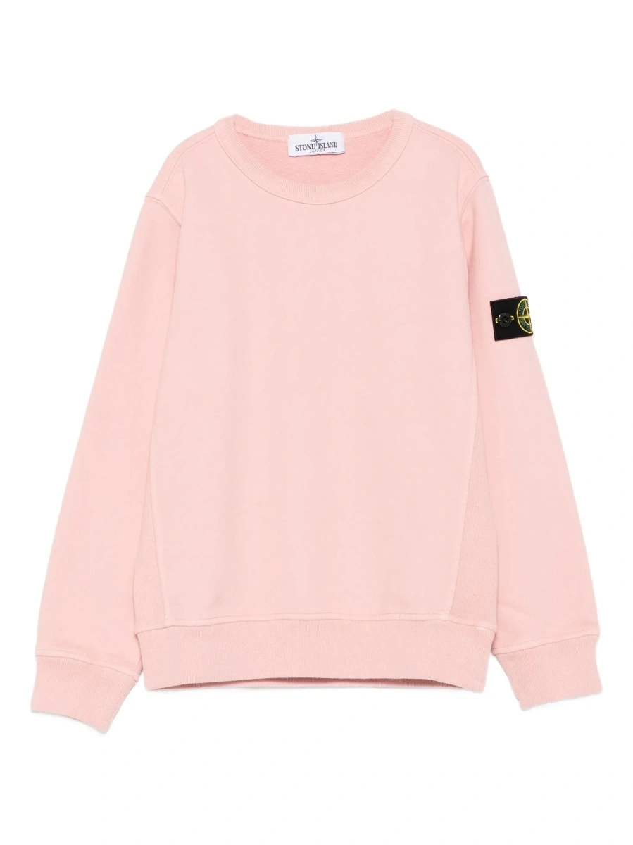 Hanorace Pink Crewneck Sweatshirt with Logo Patch on the Sleeve in Cotton Boy - Img 6