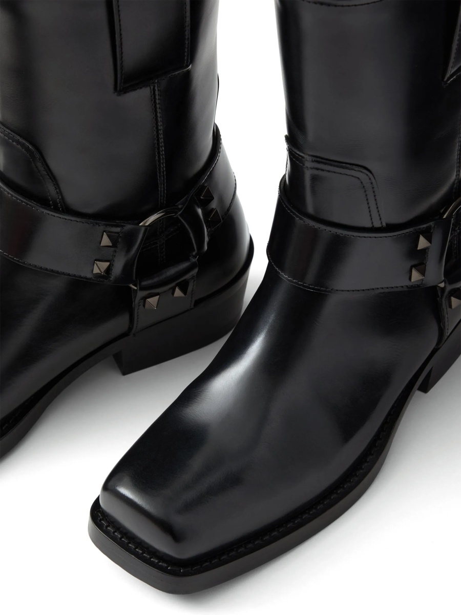 Incaltaminte Valentino Garavani Rockstud neagra din piele si metal - Img 5
