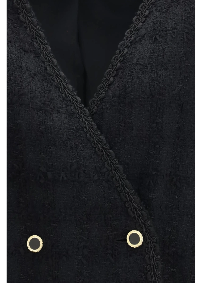 Jacheta Alessandra Rich neagra din tweed - Img 3
