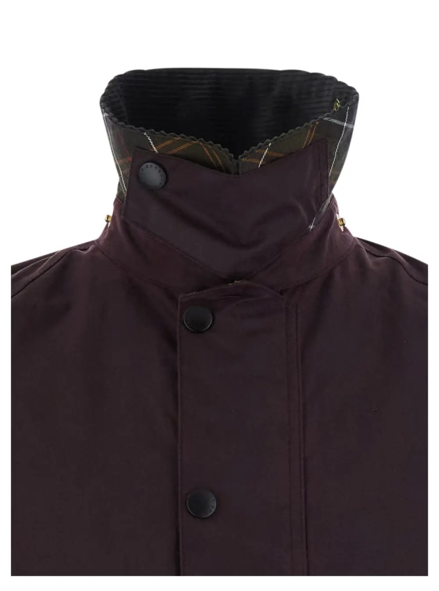 Jacheta 'Beaufort' Bordeaux Jacket with ribbed collar and cuffs with Check motif in cotton for men - Img 3