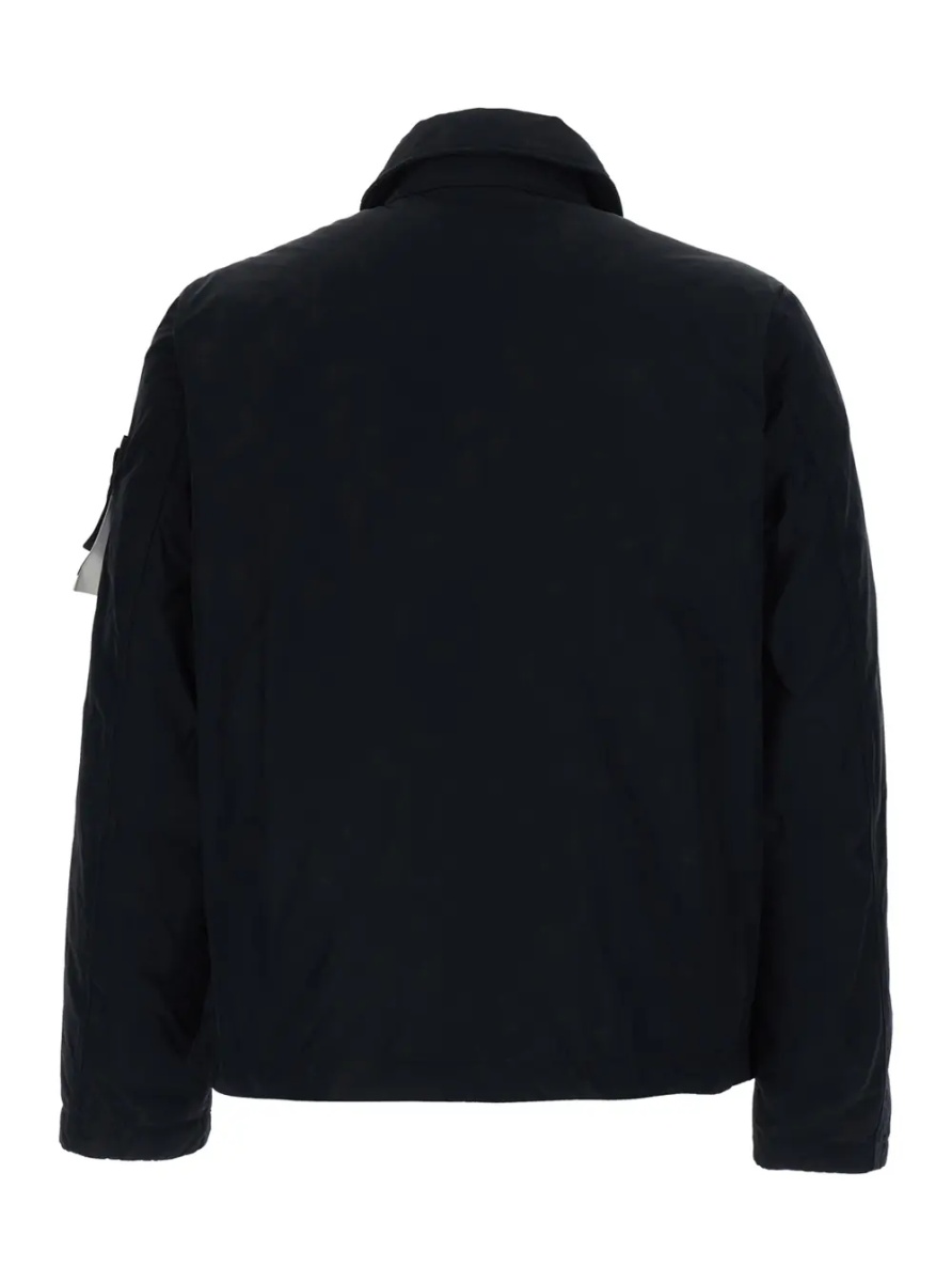 Jacheta Black Jacket with classic collar and logo patch on the sleeve in Tech Fabric for men - Img 2