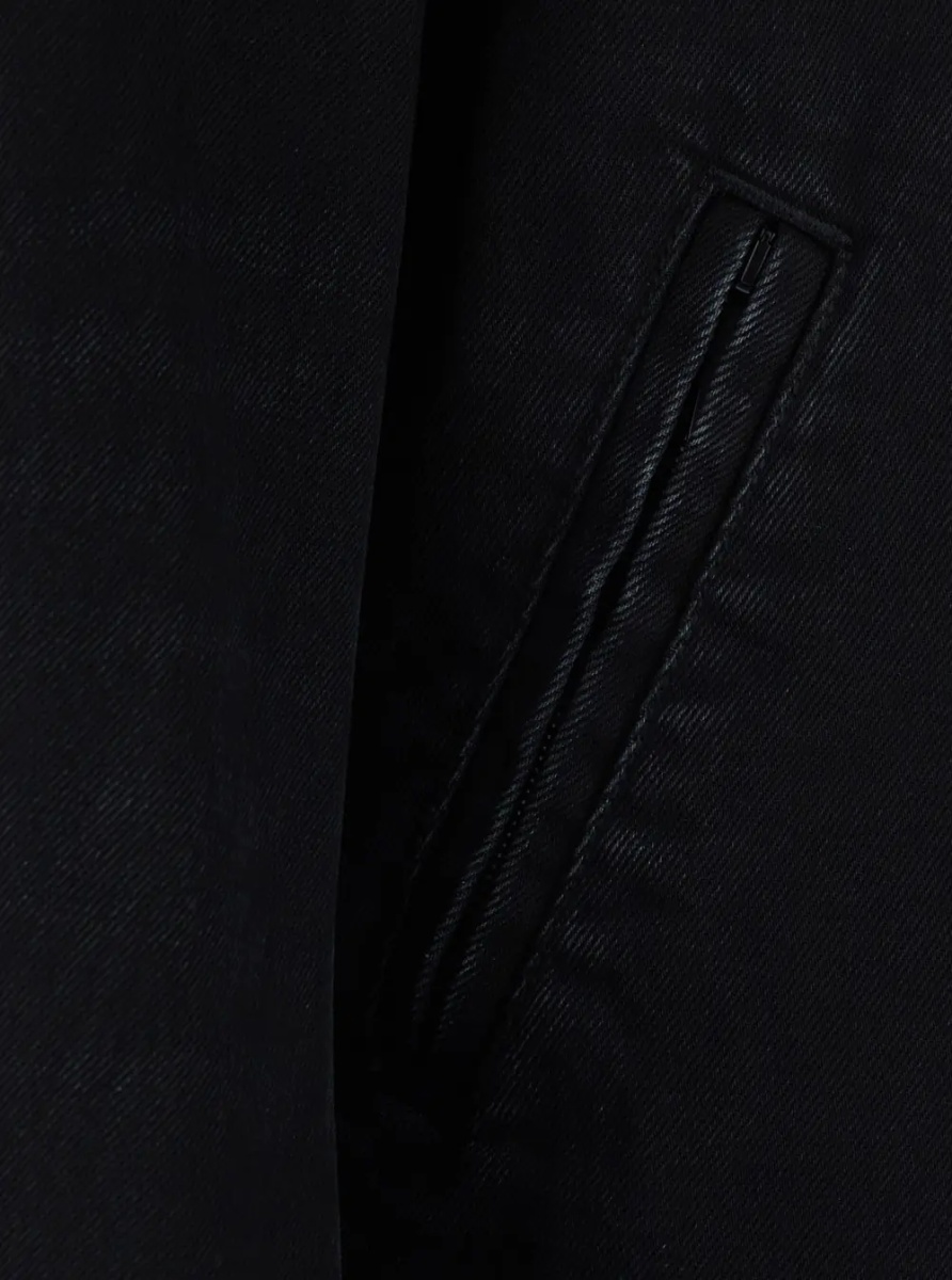 Jacheta black Jacket with side Web details in cotton denim for men - Img 3