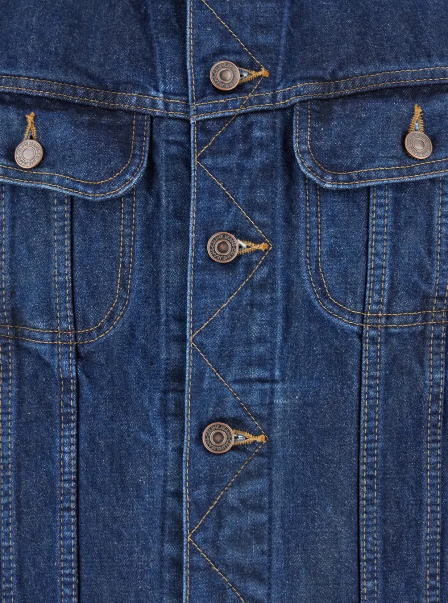 Jacheta Blue cotton jacket with classic collar and maxi Logo lettering on the back for men - Img 3
