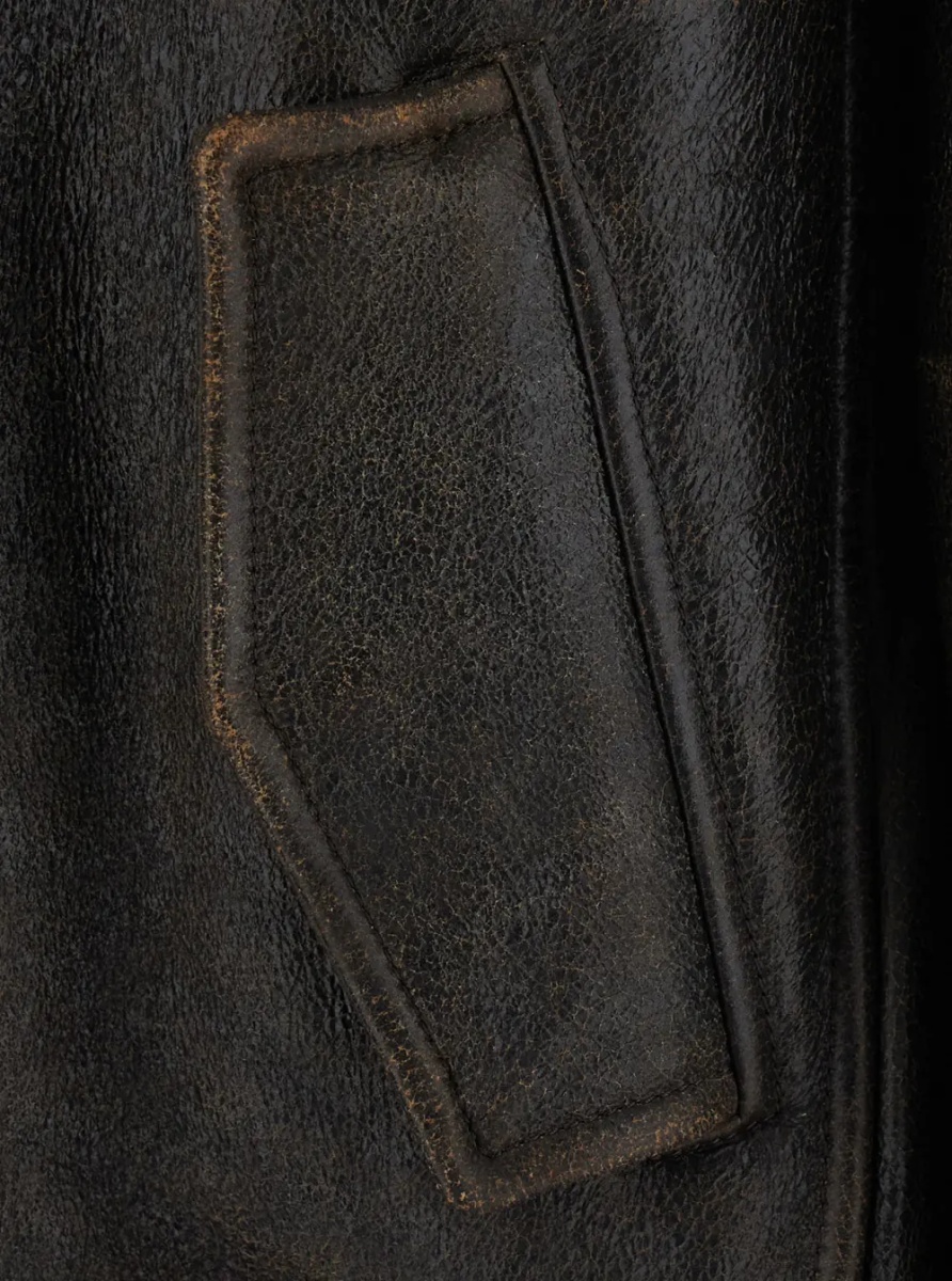 Jacheta Brown Jacket with Fur Collar and Monil Zipper Pull in Leather for Women - Img 4