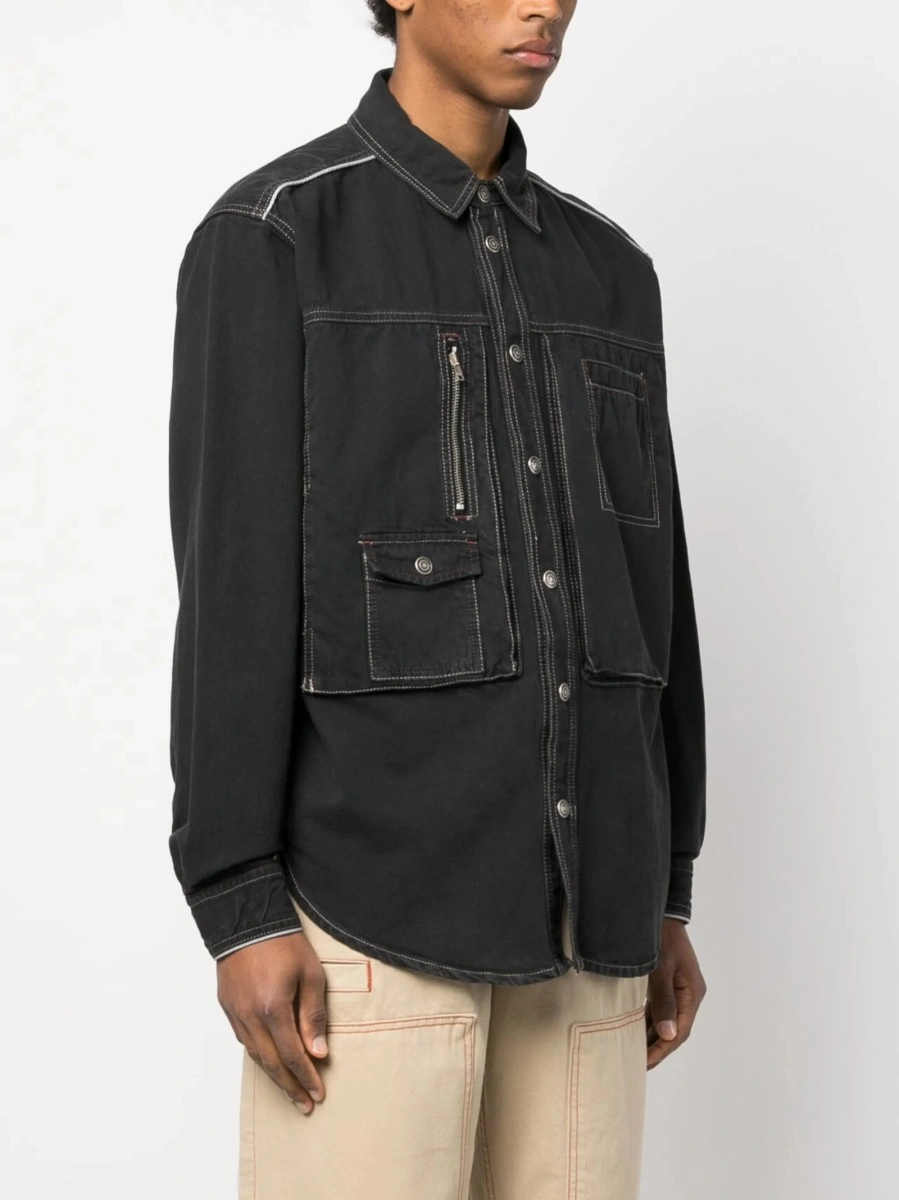 Jacheta camasa Isabel Marant neagra din canepa si bumbac - Img 3