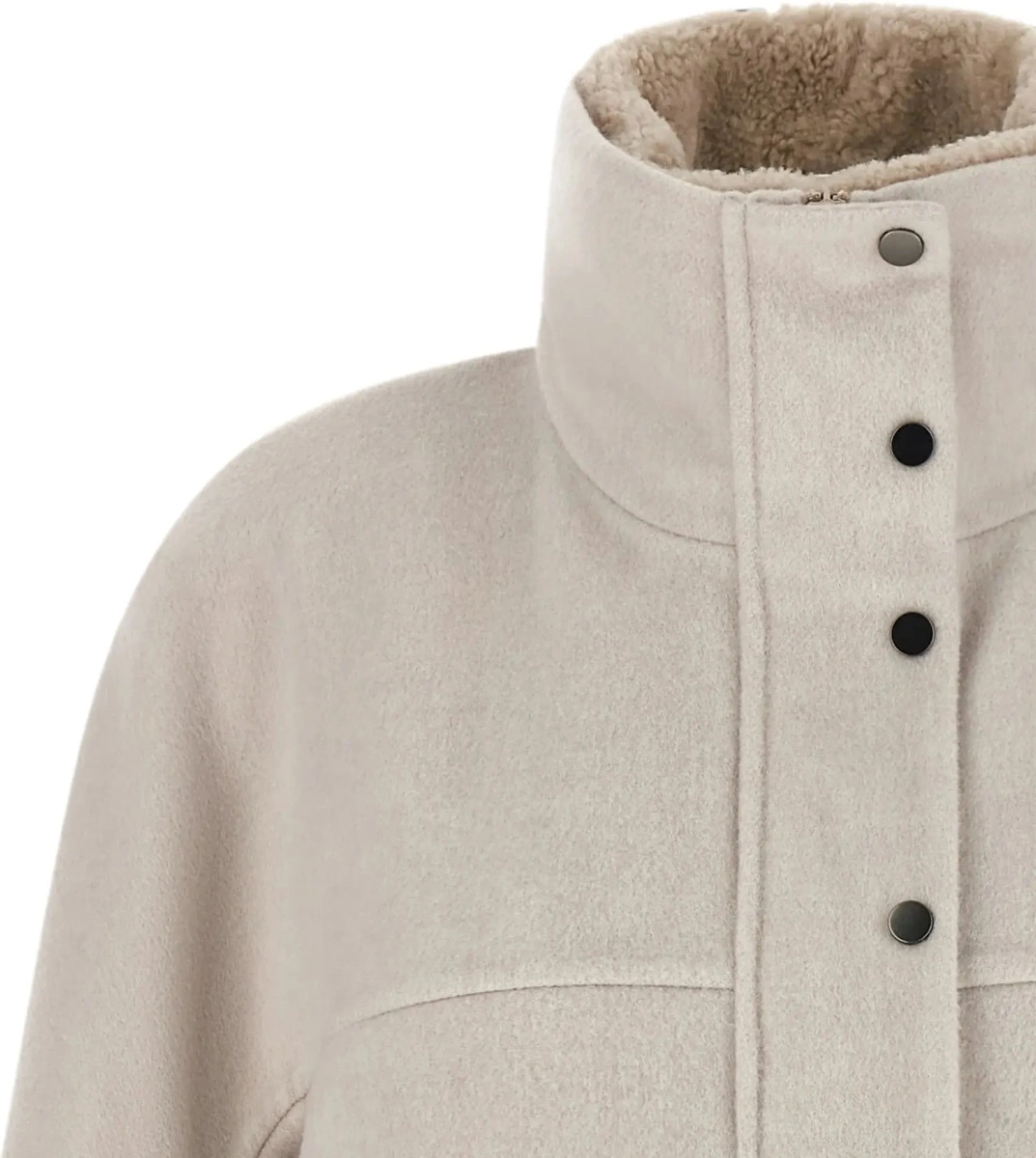 Jacheta Double-faced wool and cashmere Jacket with detachable shearling insert - Img 4