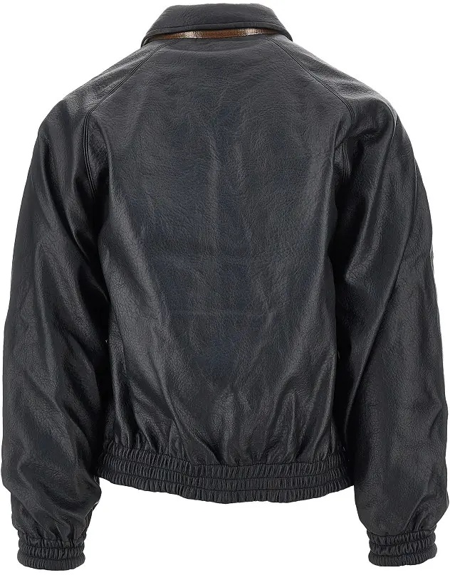 Jacheta Faux leather and flannel reversible jacket - Img 3