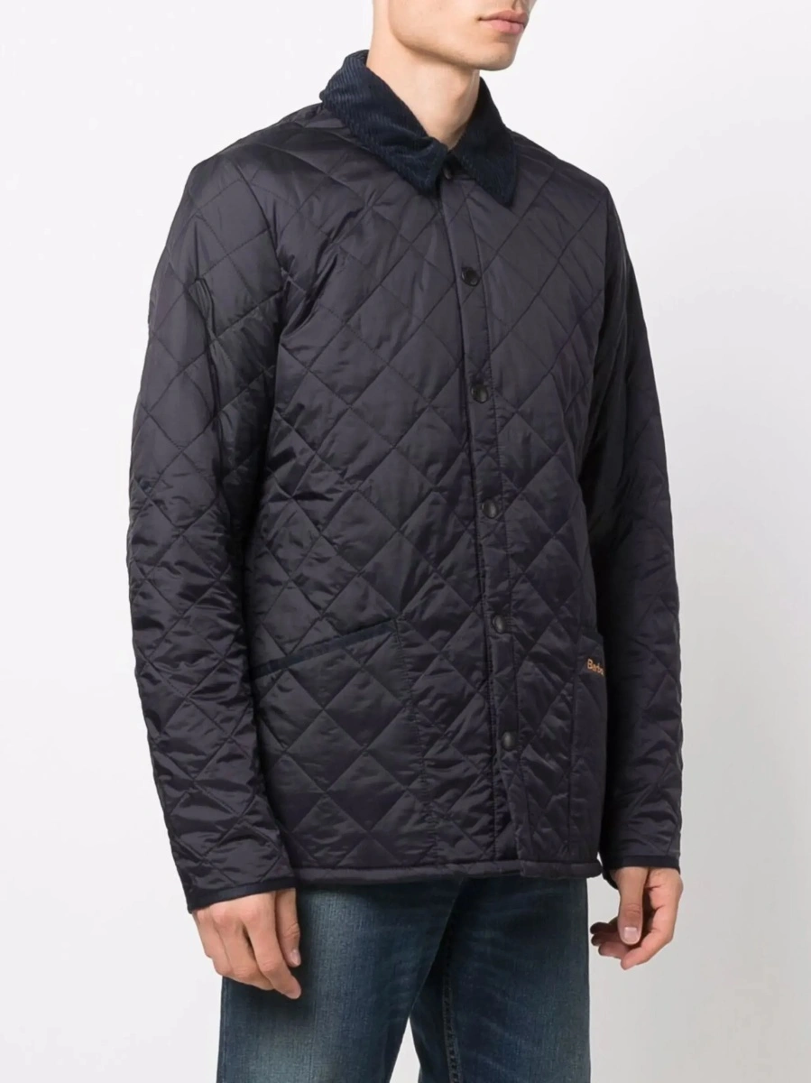 Jacheta Jacket 'Heritage Liddesdale' with Classic Ribbed Collar and Logo Lettering on the Front in Tech Fabric Blue Men - Img 5
