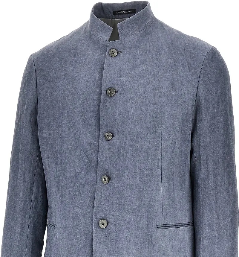 Jacheta Linen-blend crepe jacket with guru collar - Img 2