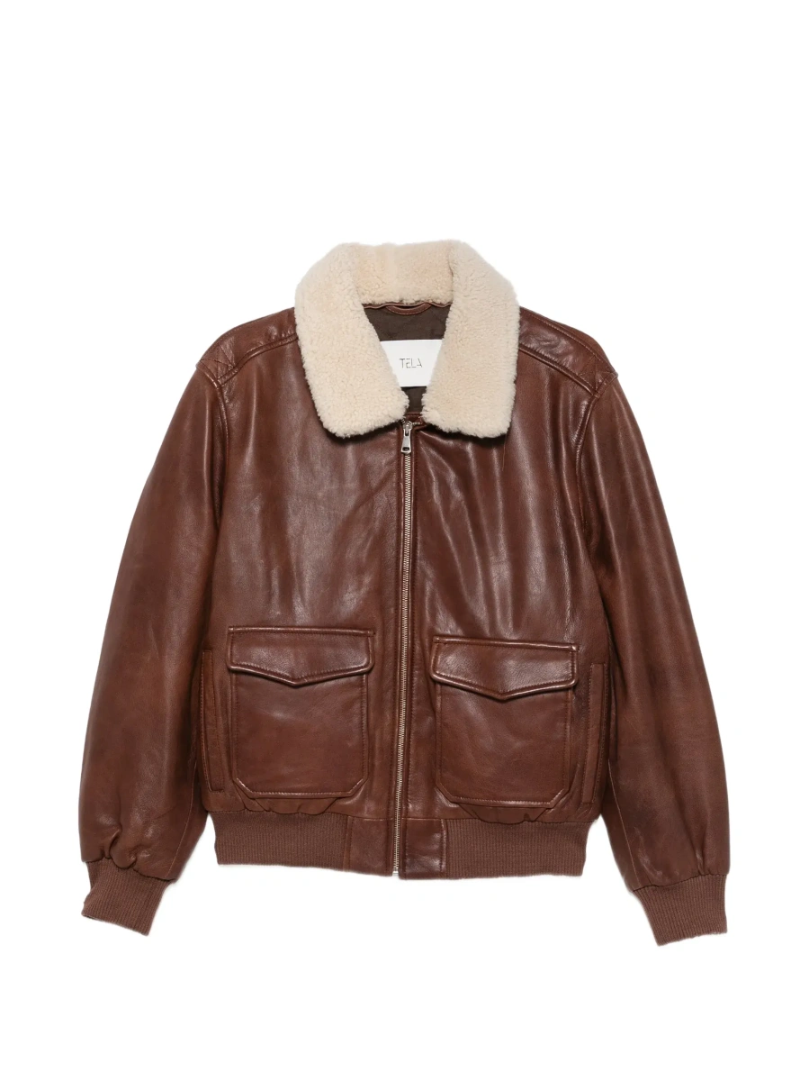 Jacheta 'Marcus' Brown Jacket with fur collar and two front patch pockets in leather for women - Img 7