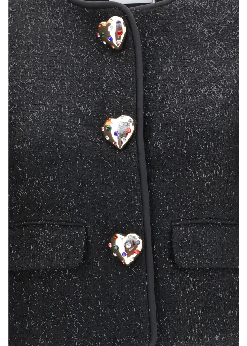 Jacheta Metallic bouclé Jacket with faux fur cuffs - Img 3