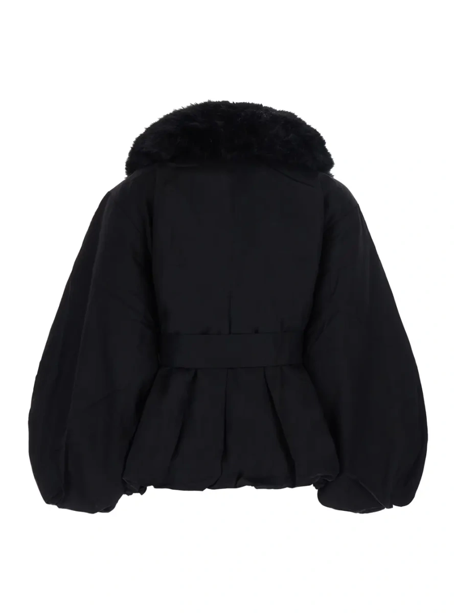 Jacheta ROTATE Men's Jacket with Faux Fur Collar and Black Tech Fabric - Img 2