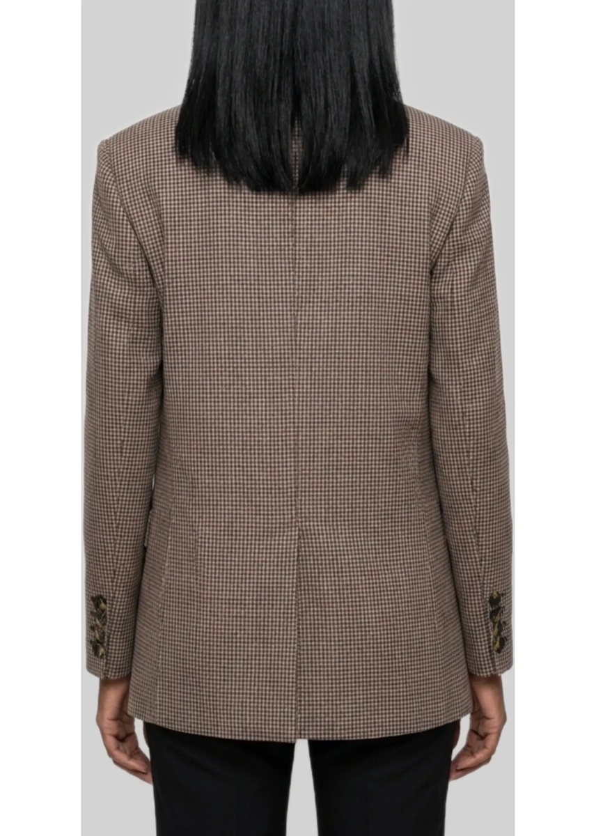Jacheta Single-Breasted Micro-Check Jacket - Img 3