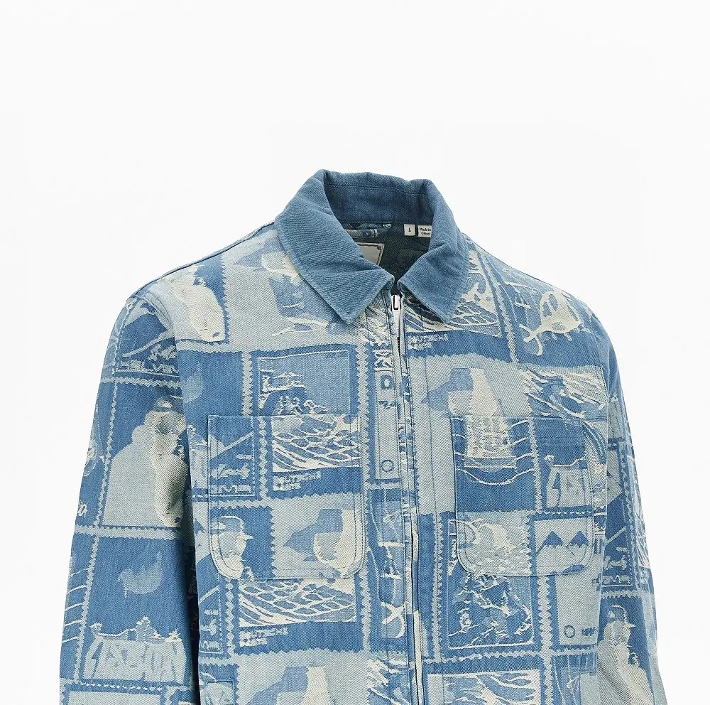 Jacheta Stamp jacquard denim jacket - Img 2