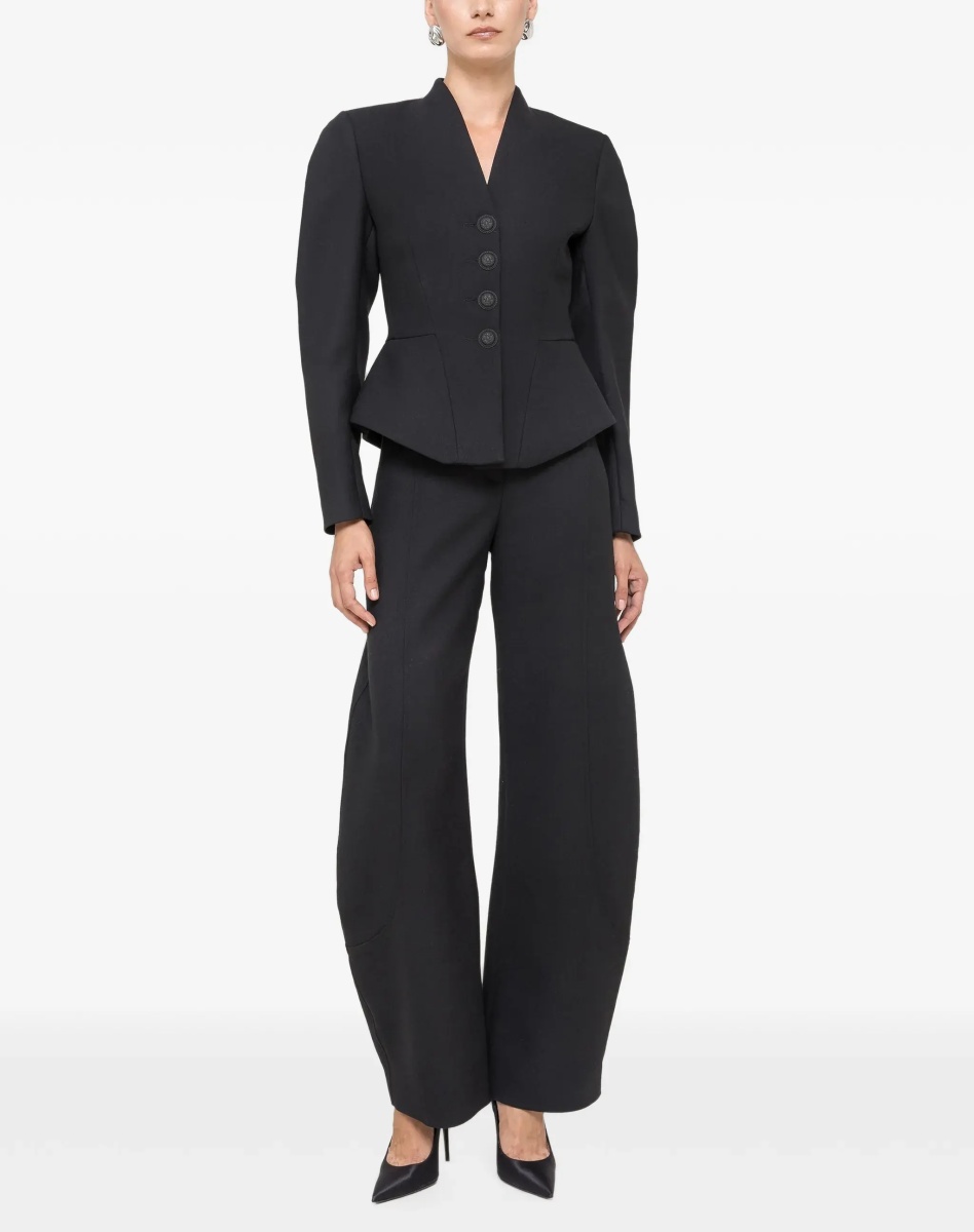 Jacheta Tailored wool-blend V-neck Jacket - Img 2