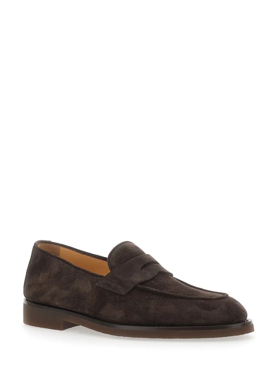 Mocasini Brown loafers with tone-on-tone stitching in suede for men - Img 2
