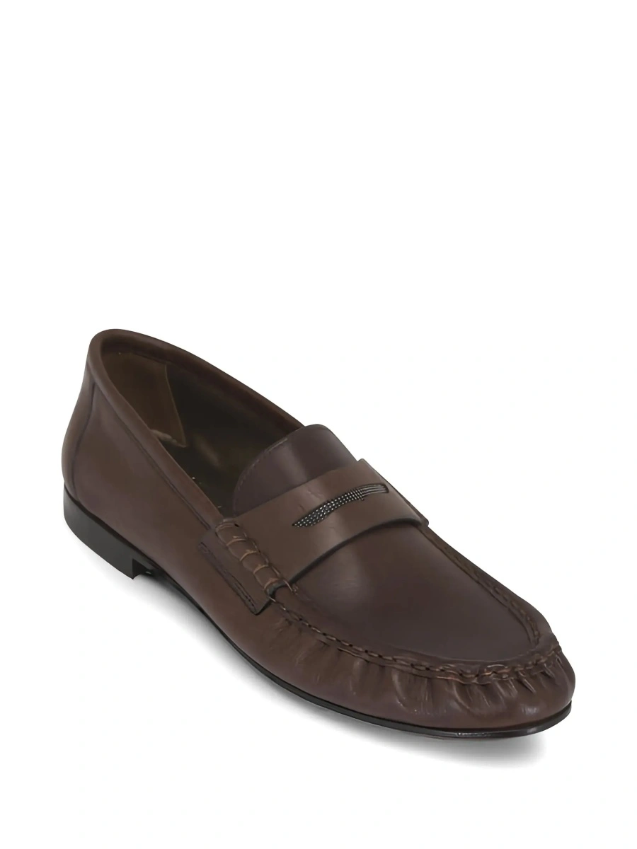 Mocasini Brunello Cucinelli maro din piele - Img 5