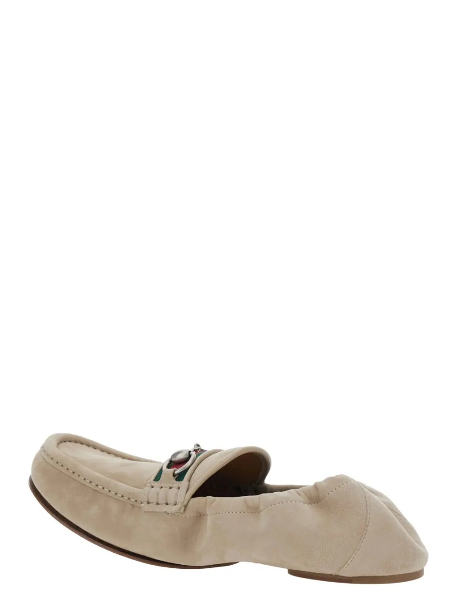 Mocasini Gucci bej din piele intoarsa - Img 3