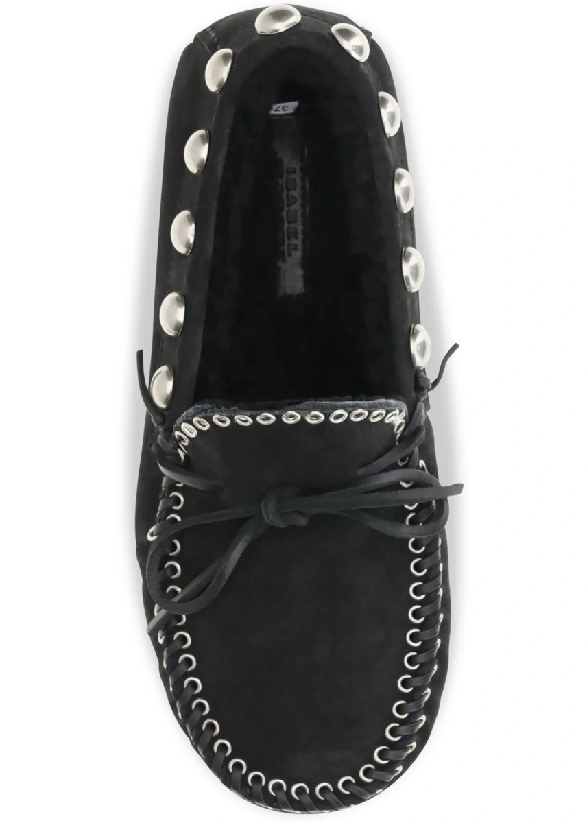 Mocasini Isabel Marant negri din piele intoarsa - Img 4