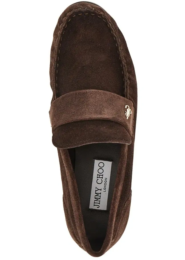 Mocasini Jimmy Choo maro din piele intoarsa 'Ellis' - Img 4