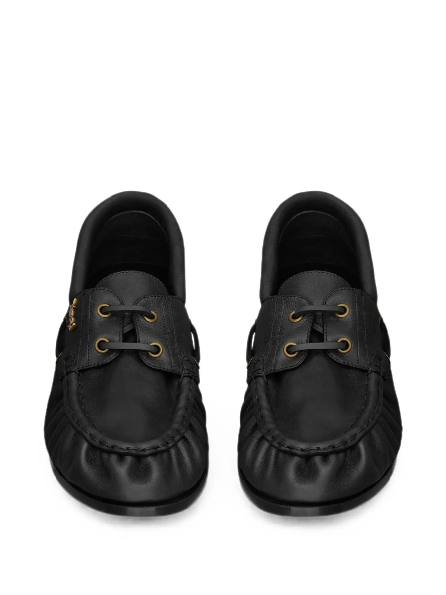 Mocasini Saint Laurent negri din piele 'Le Loafer Bateau' - Img 6