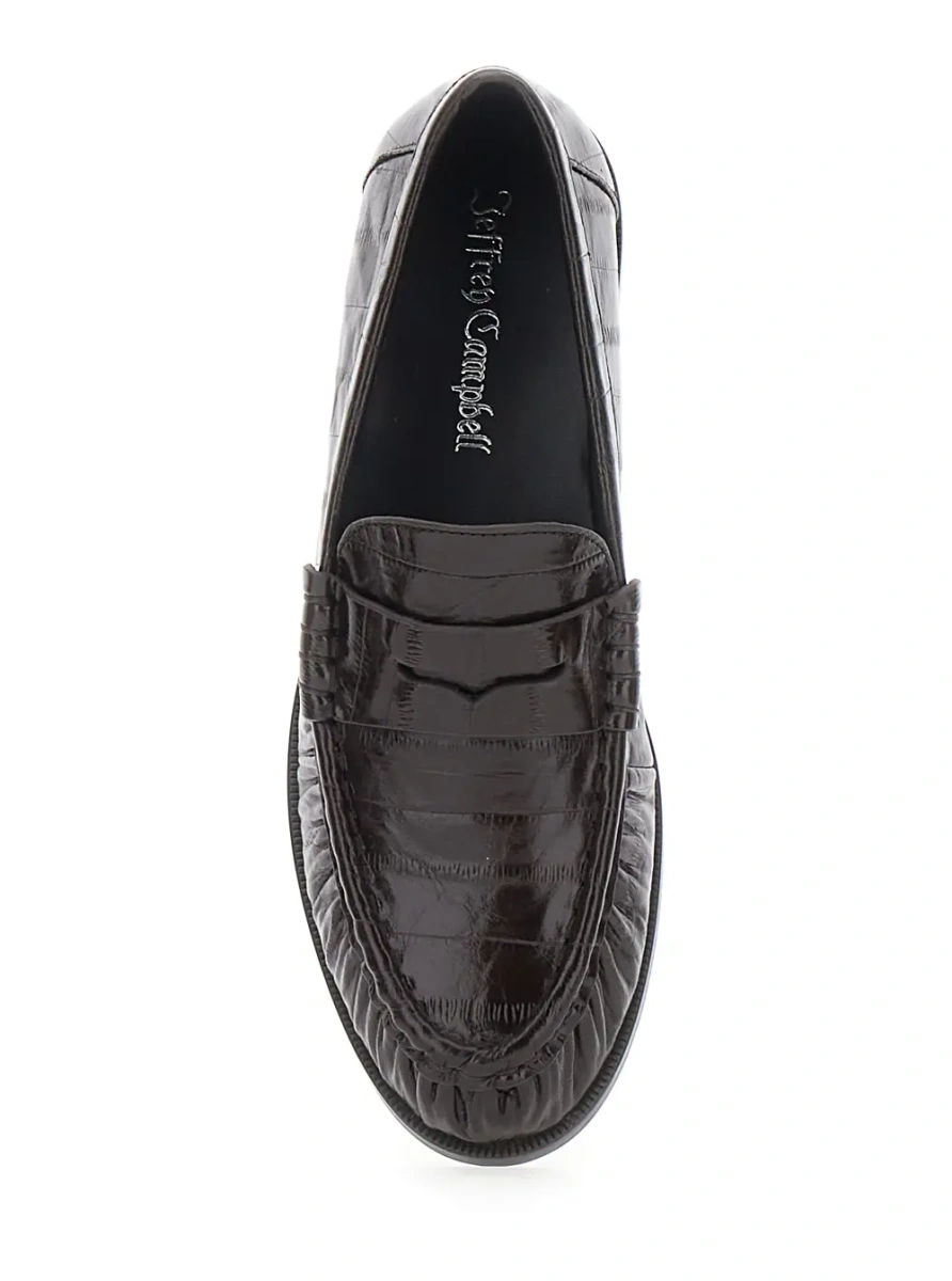 Mocasini 'Stallone' black loafer with ruched toe in croc-effect leather for women - Img 4
