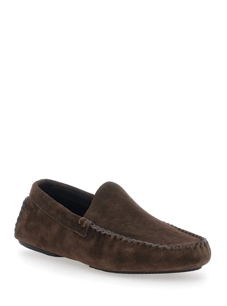 Mocasini THE ROW maro din piele intoarsa 'New Lucca' - Img 2