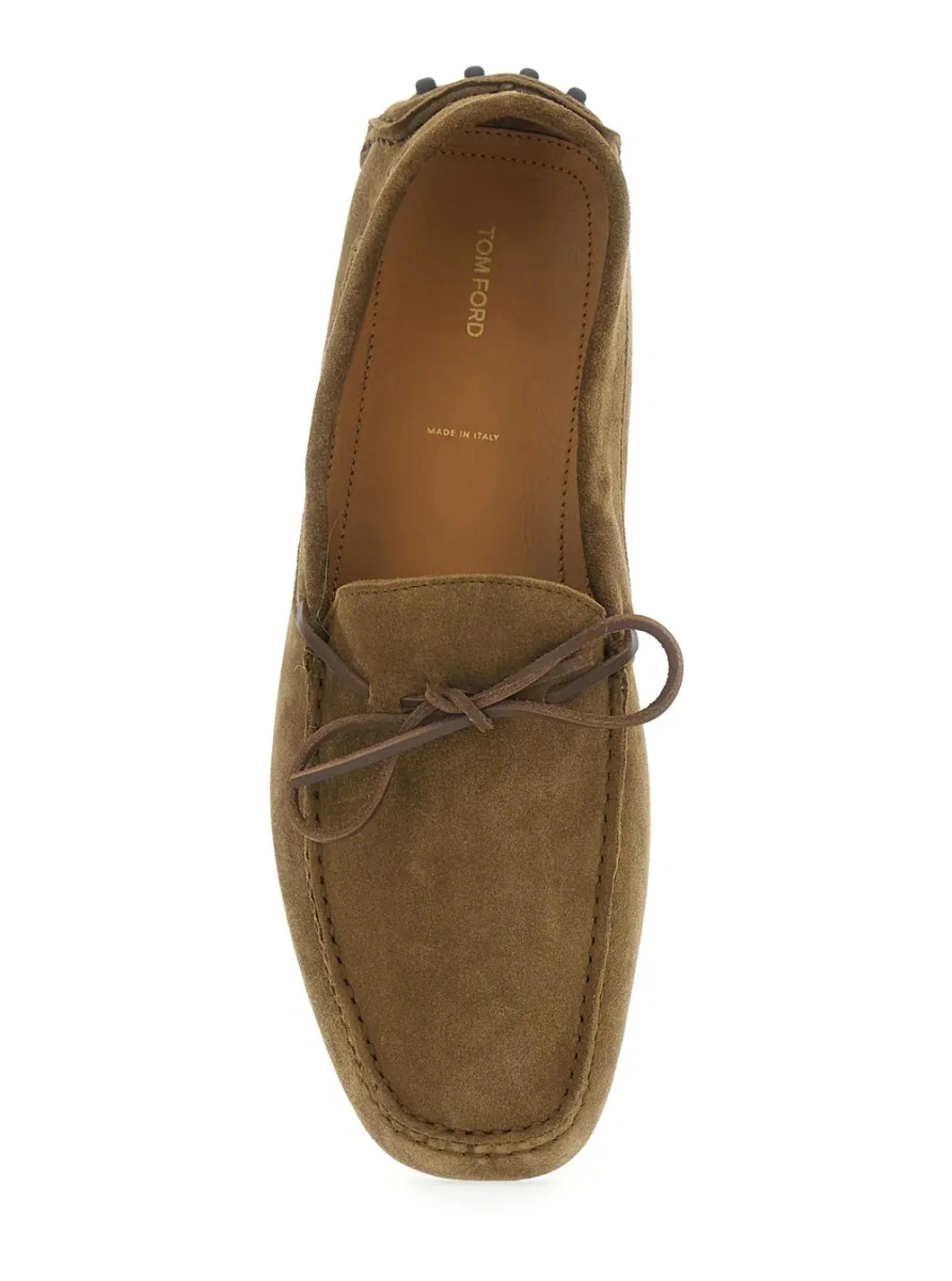 Mocasini Tom Ford maro din piele intoarsa - Img 4