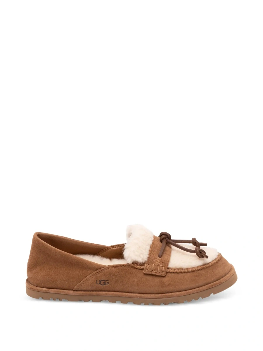 Mocasini 'Zora' Brown Loafers with fur details and front strap in suede for women - Img 9
