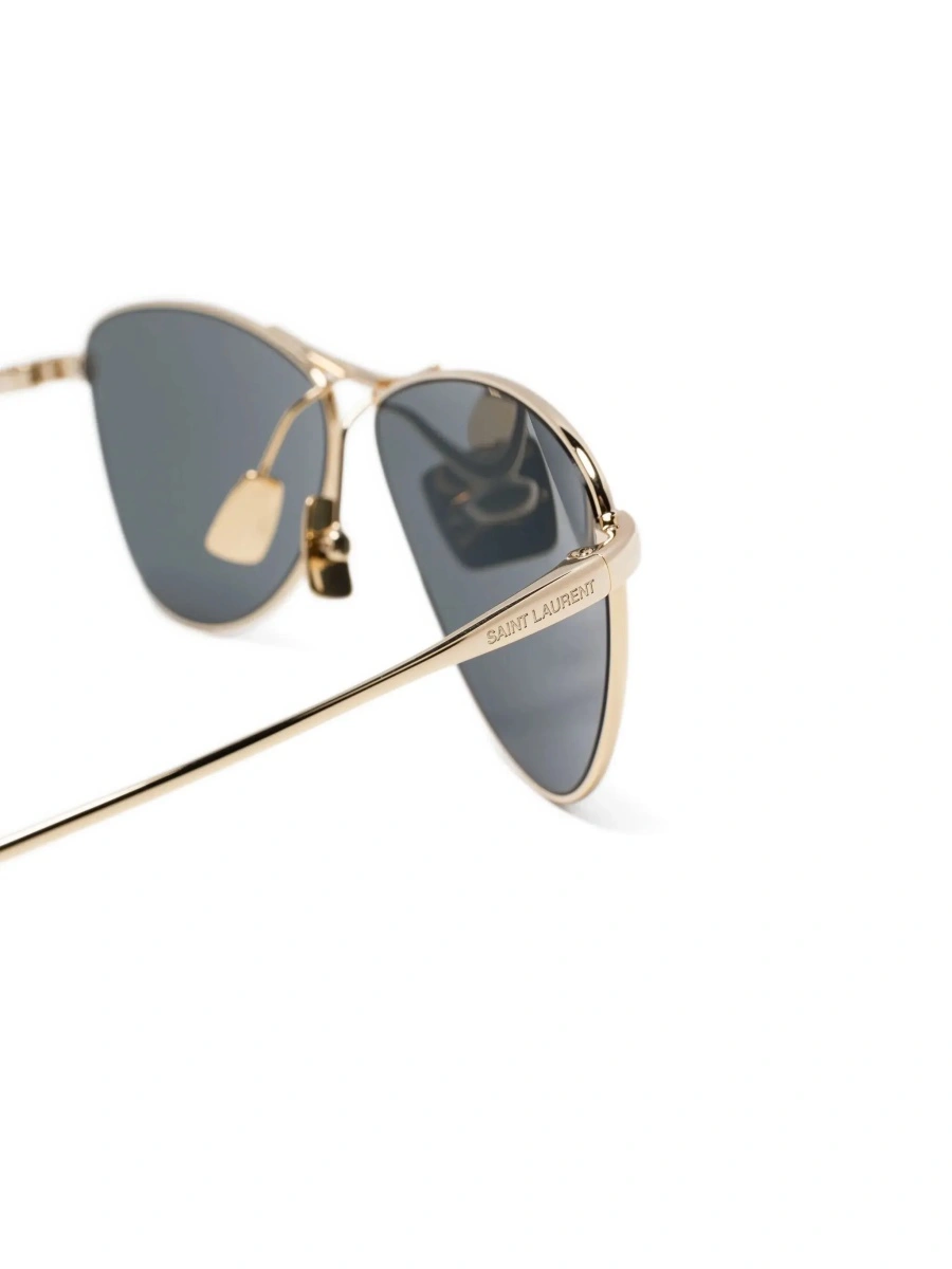 Ochelari de soare Saint Laurent aurii din metal - Img 6